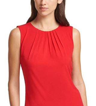Calvin Klein Women's Pleated Sleeveless Top Red Size Petite Small