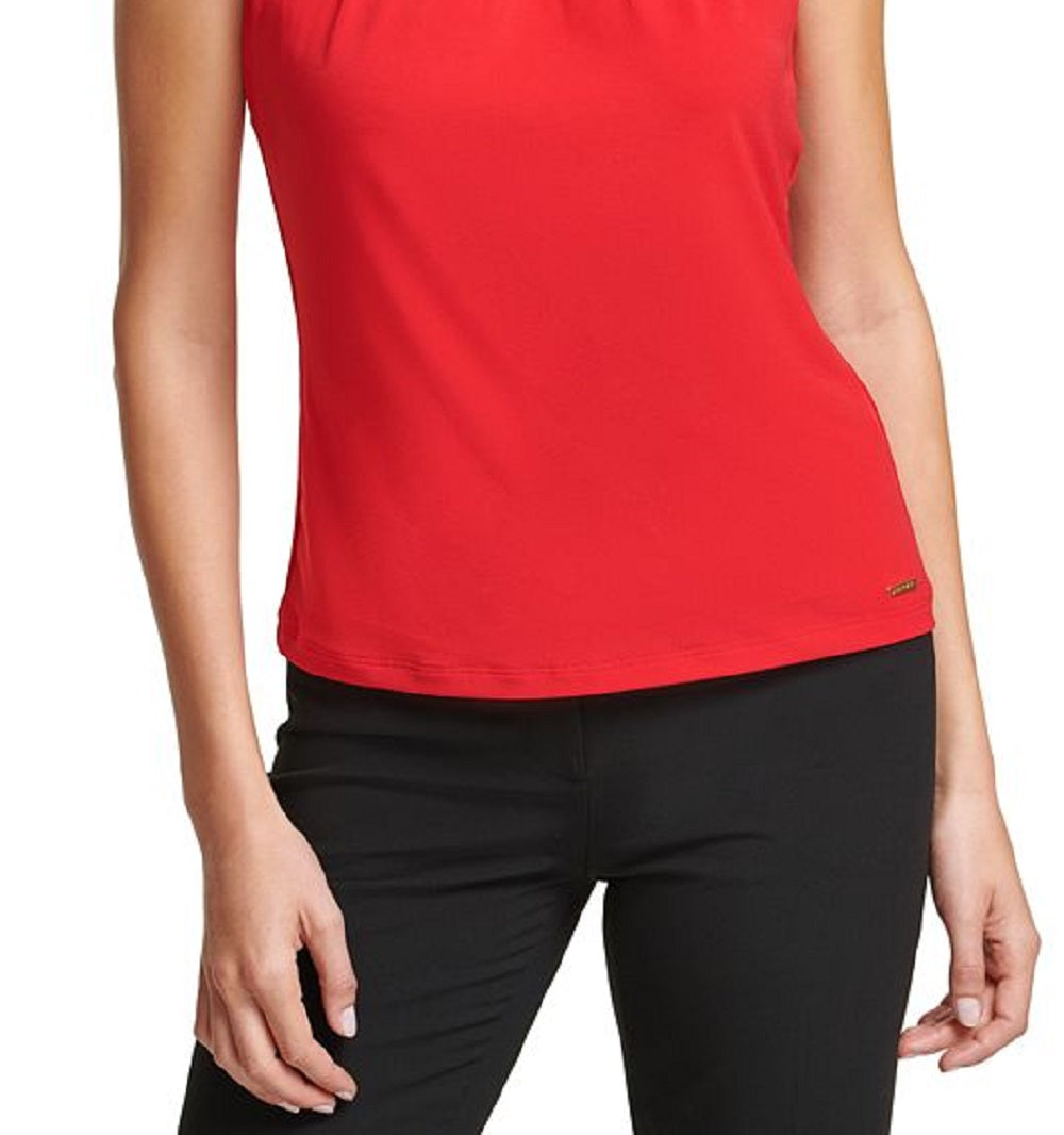 Calvin Klein Women's Pleated Sleeveless Top Red Size Petite Small