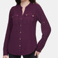 Calvin Klein Women's Textured Roll Tab Blouse Purple Size Large