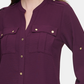 Calvin Klein Women's Textured Roll Tab Blouse Purple Size Medium