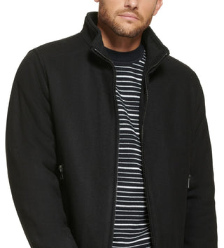 Calvin Klein Men's Wool Bomber Jacket With Knit Trim Black Size XX-Large