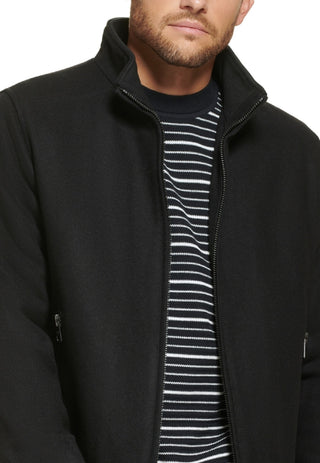 Calvin Klein Men's Wool Bomber Jacket With Knit Trim Black Size Medium