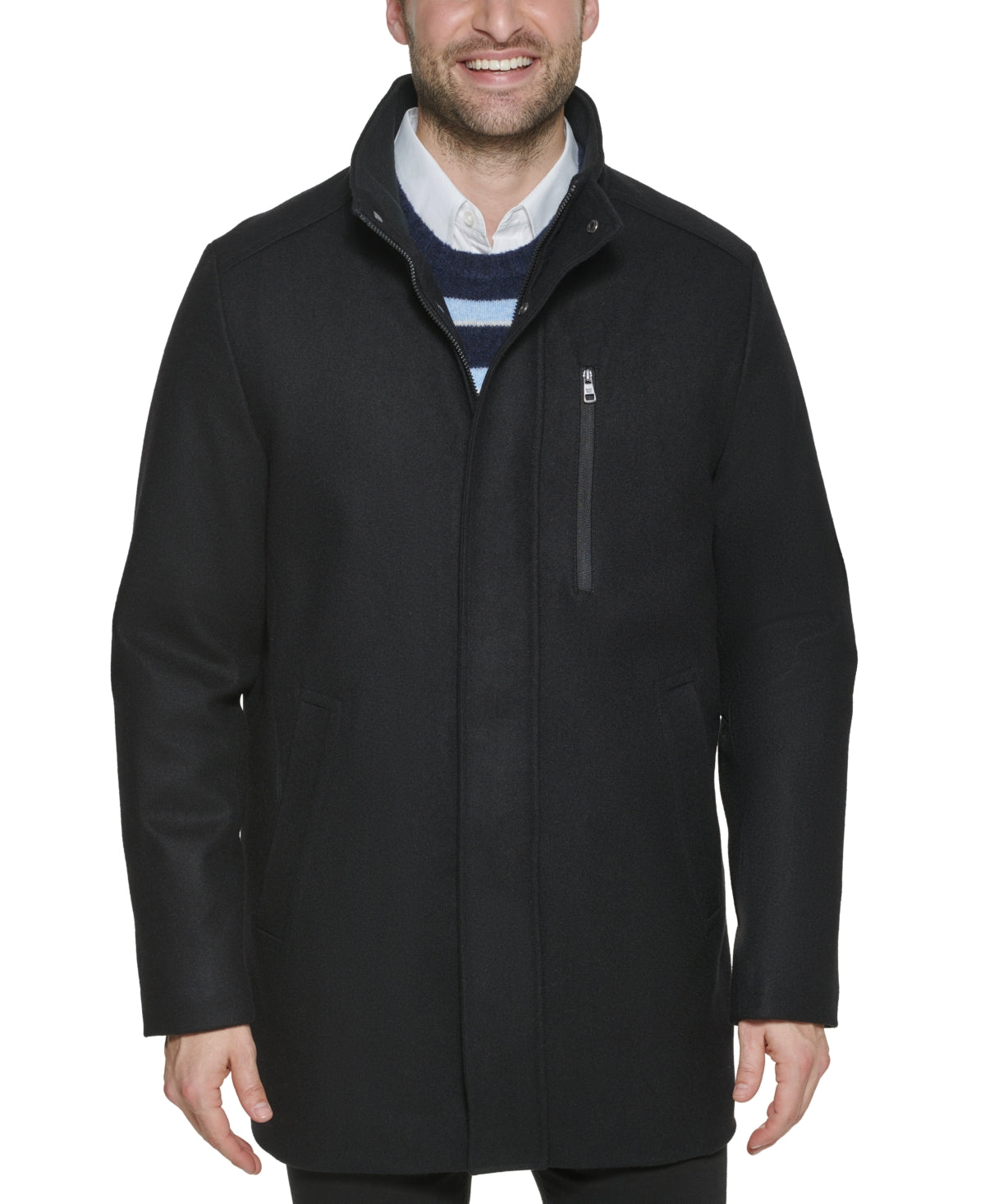 Calvin Klein Men's Classic Wool Overcoat Black Size XL
