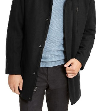 Calvin Klein Men's Classic Wool Overcoat Black Size XL