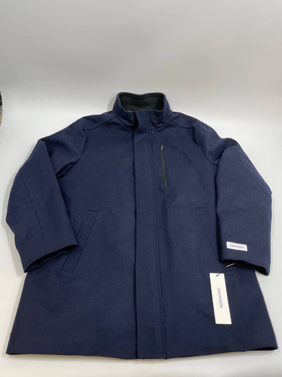 Calvin Klein Men's Classic Wool Overcoat Blue Size L