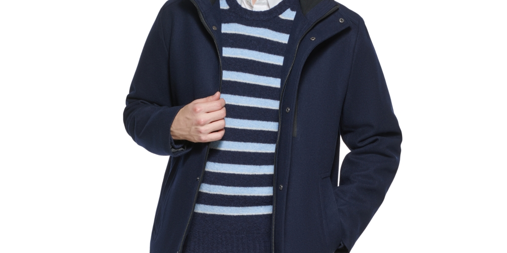 Calvin Klein Men's Classic Wool Overcoat Black Size S