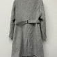 Calvin Klein Women's Faux-Leather Trim Belted Wrap Coat Grey Size Large