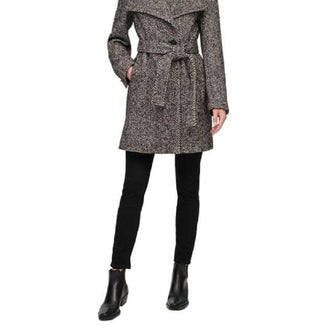 Calvin Klein Women's Asymmetrical Belted Wrap Coat Black Size M