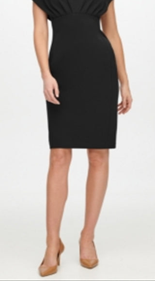 Calvin Klein Women's Scuba Crepe Empire Waist Sheath Dress Black Size 4