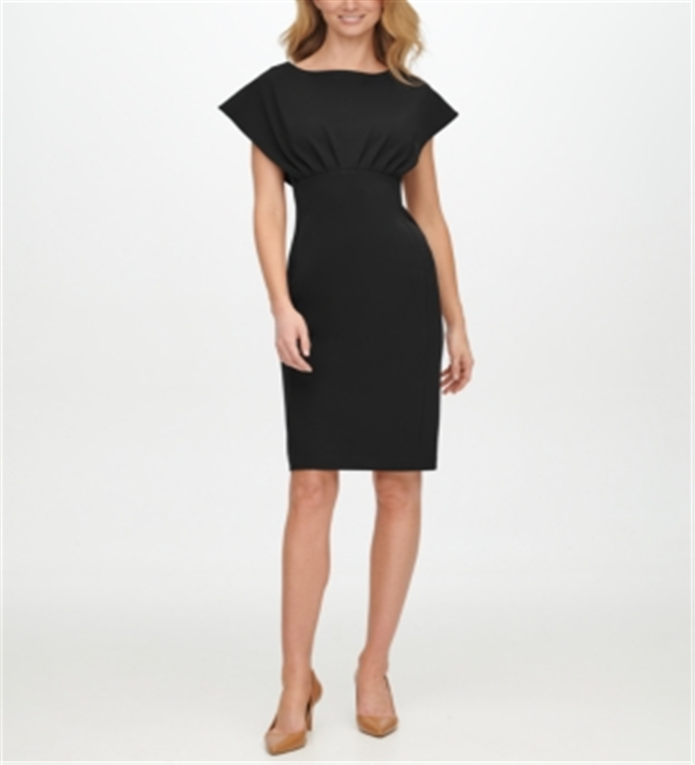 Calvin Klein Women's Scuba Crepe Empire Waist Sheath Dress Black Size 4
