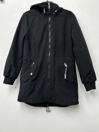 Calvin Klein Women's Petite Fleece-Lined Hooded Anorak Raincoat Black Size Petite XXS