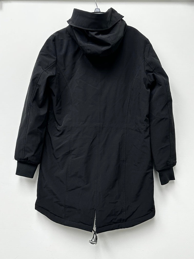 Calvin Klein Women's Petite Fleece-Lined Hooded Anorak Raincoat Black Size Petite XXS