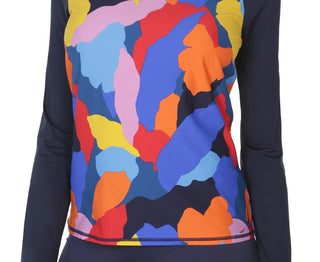 Nautica Women's Printed Rash Guard Swimsuit Blue Size Large