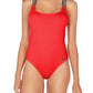 Nautica Women's Lifeguard Cross Back One Piece Swimsuit Red Size Medium