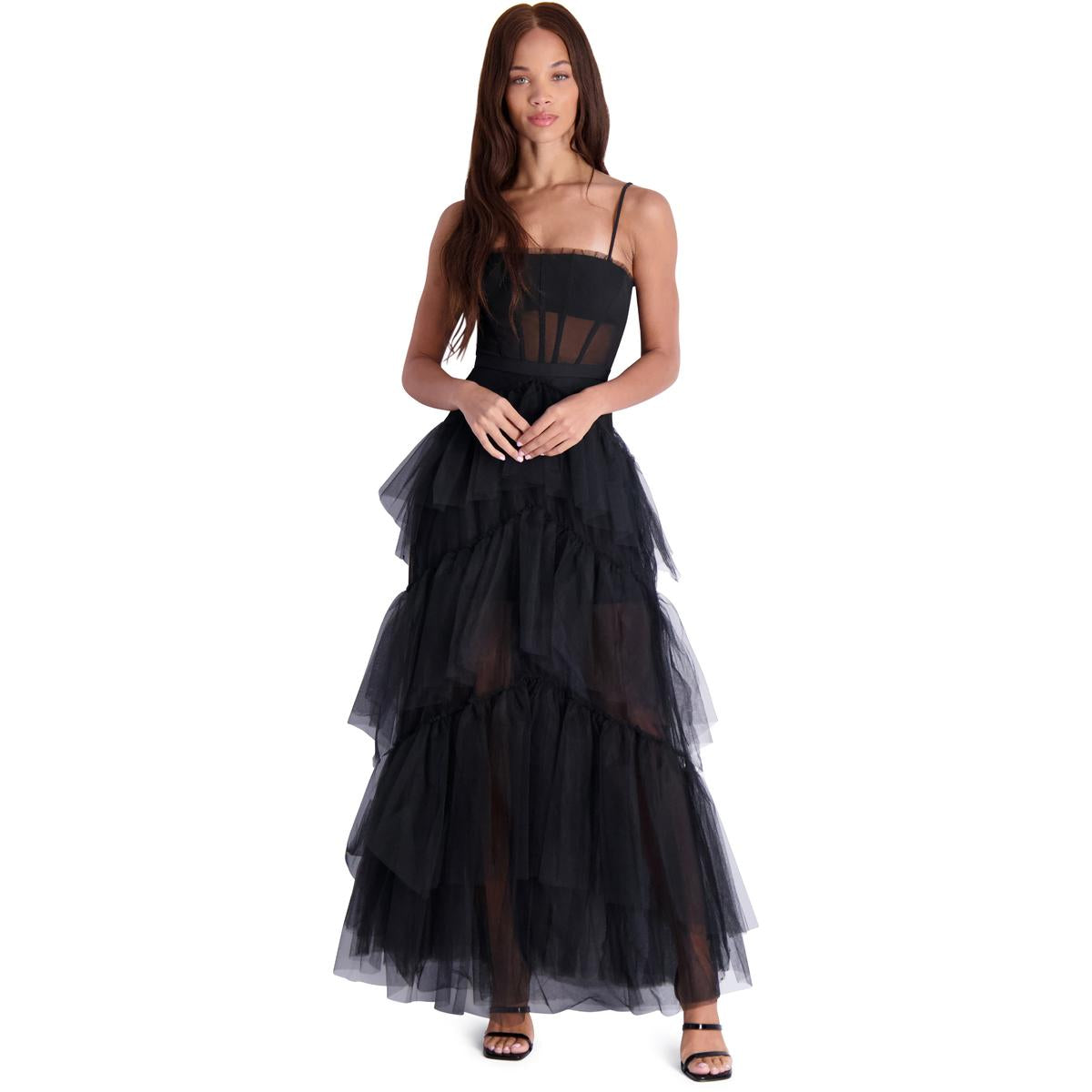 BCBGMAXAZRIA Women's Tulle Corset Essential Gown Black Size 2