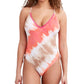 BCBGeneration Women's Tie Dyed One Piece Swimsuit Red Size X-Large