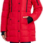 Nautica Women's Faux Fur Trim Hooded Puffer Coat Red Size Large