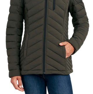 Nautica Women's Hooded Stretch Packable Puffer Coat Green Size X-Small