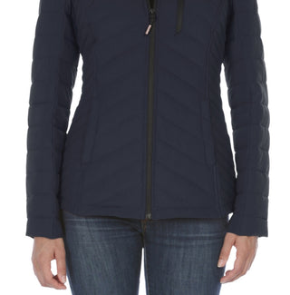 Nautica Women's Hooded Stretch Packable Puffer Coat Blue Size Large