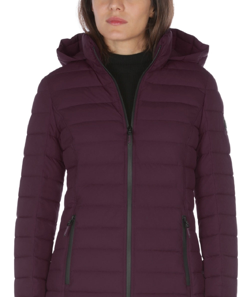 Nautica Women's Hooded Stretch Packable Puffer Coat Purple Size X-Small