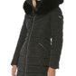 Laundry By Shelli Segal Women's Faux Fur Trim Hooded Puffer Coat Black Size Small