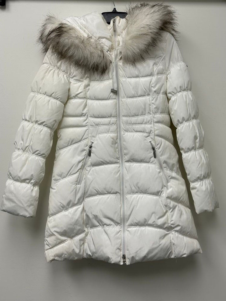 Laundry By Shelli Segal Women's Faux-Fur-Trim Hooded Puffer Coat White Size M
