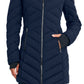 Nautica Women's Faux Fur Trim Hooded Stretch Puffer Coat Blue Size X-Large