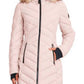 Nautica Women's Faux Fur Trim Hooded Stretch Puffer Coat Pink Size XX-Large