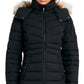 Nautica Women's Faux Fur Trim Hooded Puffer Coat Black Size X-Large