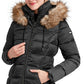 Laundry By Shelli Segal Women's Satin Quilted Puffer Coat Black Size Small