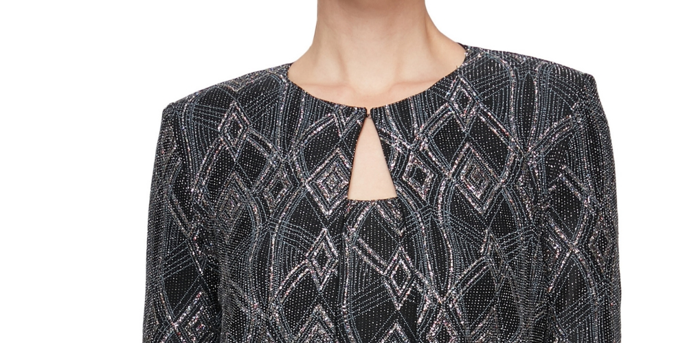 Alex Evenings Women's Jacquard Scoop Neck Tank Top & Jacket Black Size Medium