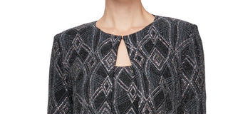 Alex Evenings Women's Jacquard Scoop Neck Tank Top & Jacket Black Size Medium