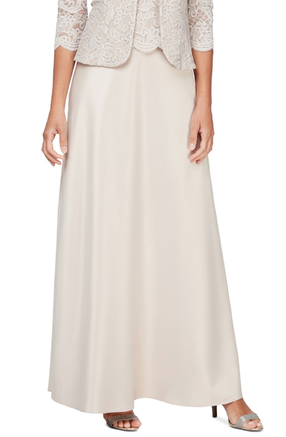 Alex Evenings Women's Embroidered Lace Mock Two Piece Gown With Jacket Brown Size 16 Petite