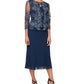 Alex Evenings Women's Mock Jacket Midi Dress Blue Size 4