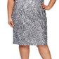 Alex Evenings Women's Slit Sleeve Sequin Cocktail Minidress Gray Size 18W