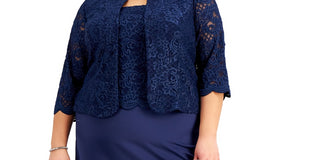 Alex Evenings Women's Lace Dress & Jacket Blue Size 20W
