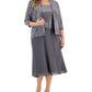 Alex Evenings Women's Sequin Embellished Midi Dress with Jacket Gray Size 16W
