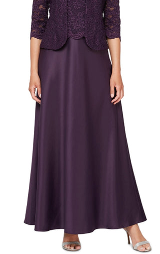 Alex Evenings Women's Embroidered Lace Mock Two Piece Gown With Jacket Purple Size 6