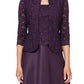 Alex Evenings Women's Embroidered Lace Mock Two Piece Gown With Jacket Purple Size 16