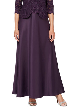 Alex Evenings Women's Embroidered Lace Mock Two Piece Gown With Jacket Purple Size 16