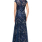 Alex Evenings Women's Sequin Embroidered Trumpet Gown Blue Size 12
