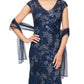 Alex Evenings Women's Sequin Embroidered Trumpet Gown Blue Size 10