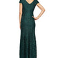 Alex Evenings Women's Lace V Neck Fit & Flare Gown Green Size 8