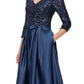 Alex Evenings Women's Sequined Bodice Midi Dress Blue Size 10