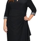 Alex Evenings Women's Embellished Faux Wrap Gown Black Size 18W
