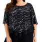 Alex Evenings Women's Sequin Popover Top Black Size 2X