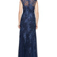 Alex Evenings Women's Embroidered Trumpet Gown Size 6 Blue Size 6