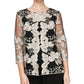 Alex Evenings Women's Embroidered Layered Look Top Black Size Petite Small