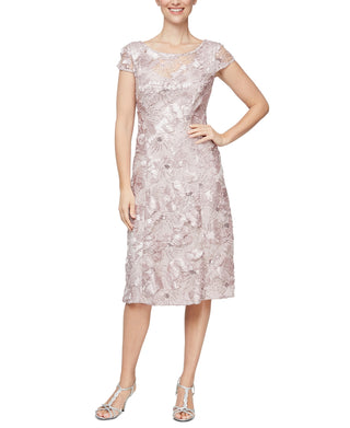 Alex Evenings Women's Sequin Floral Cocktail Dress Pink Size 16