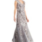 Alex Evenings Women's Sequin Floral Fit & Flare Gown Gray Size 16